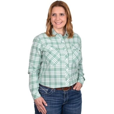 Just Country Womens Brooke Work Shirt Flannel Plaid Jade