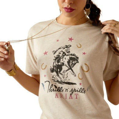 Ariat Womens Thrills & Spills Short Sleeve Tee Oatmeal Heather