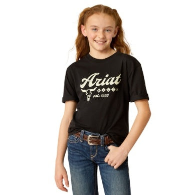 Ariat Girls Established Boot Co Short Sleeve Tee Black