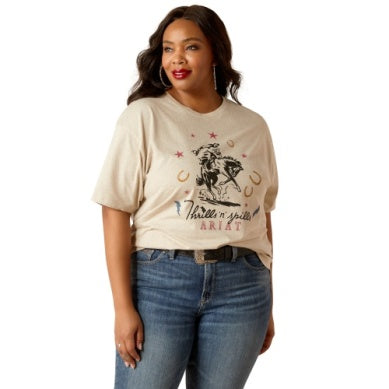 Ariat Womens Thrills & Spills Short Sleeve Tee Oatmeal Heather