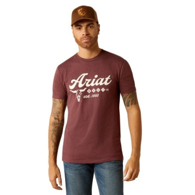 Ariat Mens Established Boot Co. Short Sleeve Tee Maroon Heather