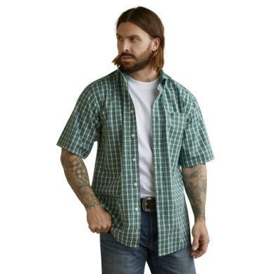 Ariat Mens Wrinkle Free Finan Classic Short Sleeve Shirt Green