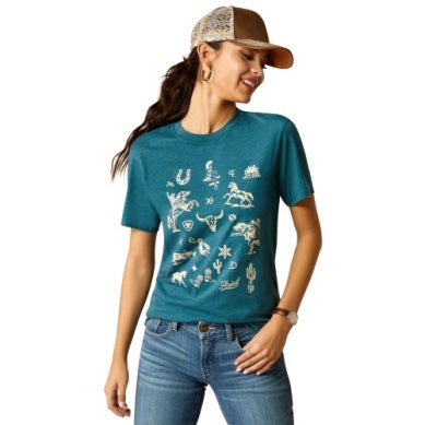 Ariat Womens Sketch Pad Short Sleeve Tee Deep Sea Heather