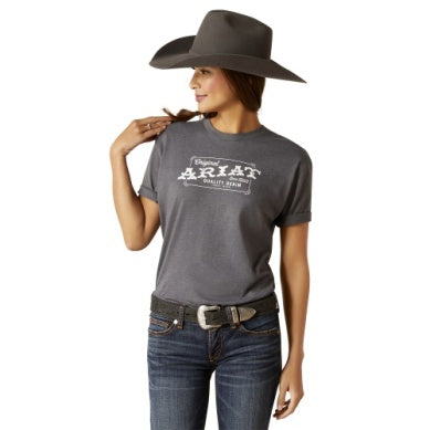 ARIAT LADIES DENIM LABEL SS TEE TITANIUM