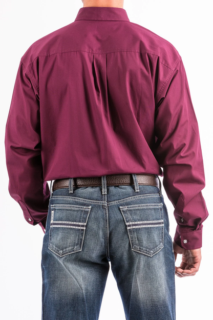 CINCH MENS L/S SHIRT BURGANDY