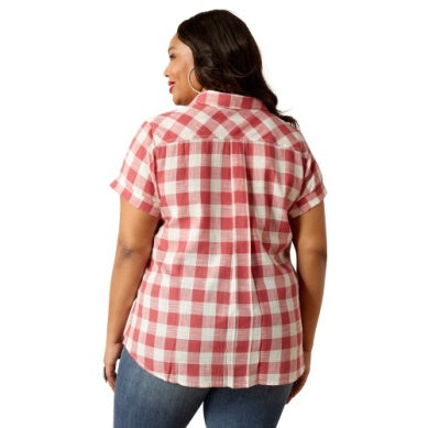 Ariat Womens Billie Jean Short Sleeve Shirt Cherry Gingham