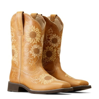 Ariat Ladies Blossom Sanded Tan Square Toe Boot