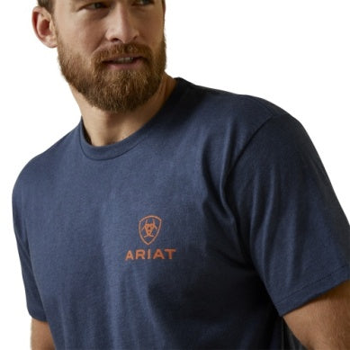 ARIAT MENS MUSTANG FEVER SS TEE NAVY HEATHER