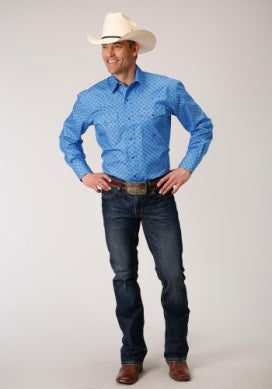 ROPER MENS AMARILLO L/S SHIRT BLUE