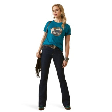 Ariat Womens Heartland Short Sleeve Tee Deep Lagoon