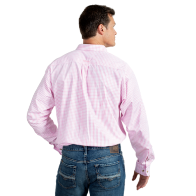 Ariat Mens Pro Series Cliff Long Sleeve Pink Check Shirt