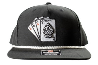 Ariat Mens 4 Aces Fabric Black Snap Back Cap