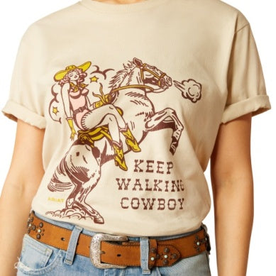 Ariat Womens Keep Walkin' Cowboy Short Sleeve Tee Natural