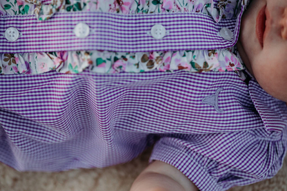 Little Windmill Clothing Co.  "Annabelle" Violet Short Sleeve Romper