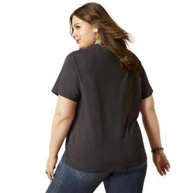 Ariat Womens Patina Steer Short Sleeve Tee Washed Black