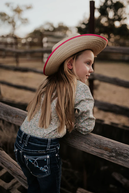 Little Windmill Clothing Co. Girls "Connie"  Fancy Floral Ruffle Collared Fronted Shirt