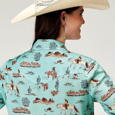Roper Womens Five Star Collection Long Sleeve Shirt Blue 03-050-0590-2012