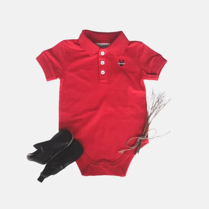 Love Henry Baby Boys Polo Romper - Red