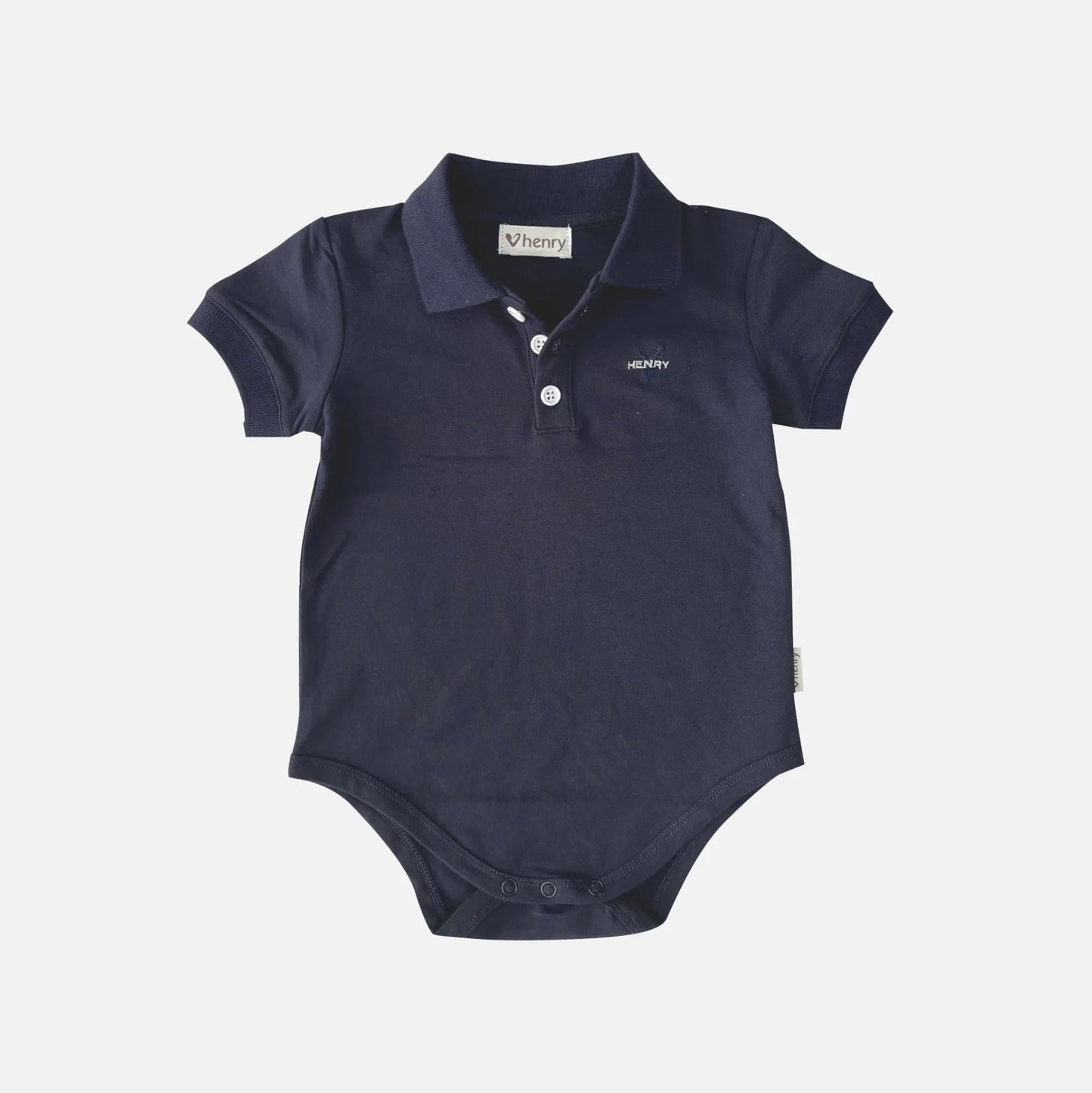 Love Henry Baby Boys Polo Romper - Navy