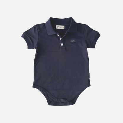 Love Henry Baby Boys Polo Romper - Navy