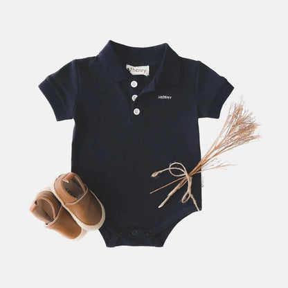 Love Henry Baby Boys Polo Romper - Navy