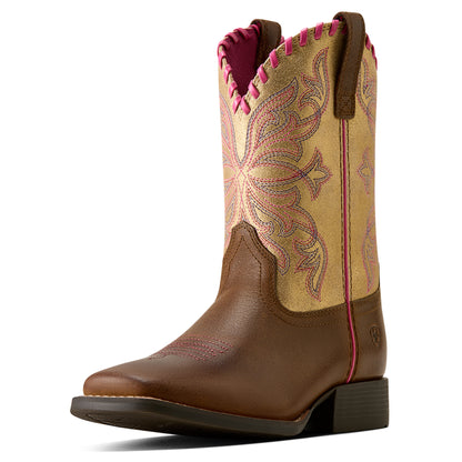 Ariat Kid's Sundown Wide Square Toe - Georgia Clay/Royal Gold Metallic