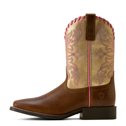 Ariat Kid's Sundown Wide Square Toe - Georgia Clay/Royal Gold Metallic