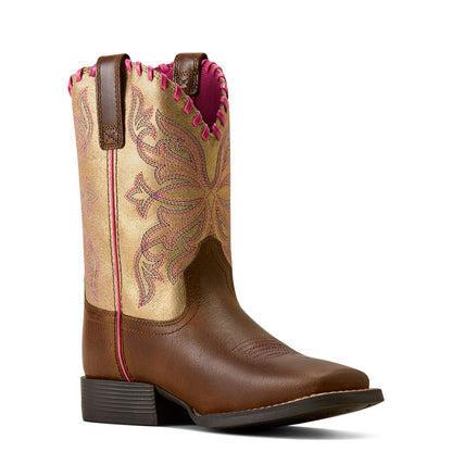 Ariat Kid's Sundown Wide Square Toe - Georgia Clay/Royal Gold Metallic