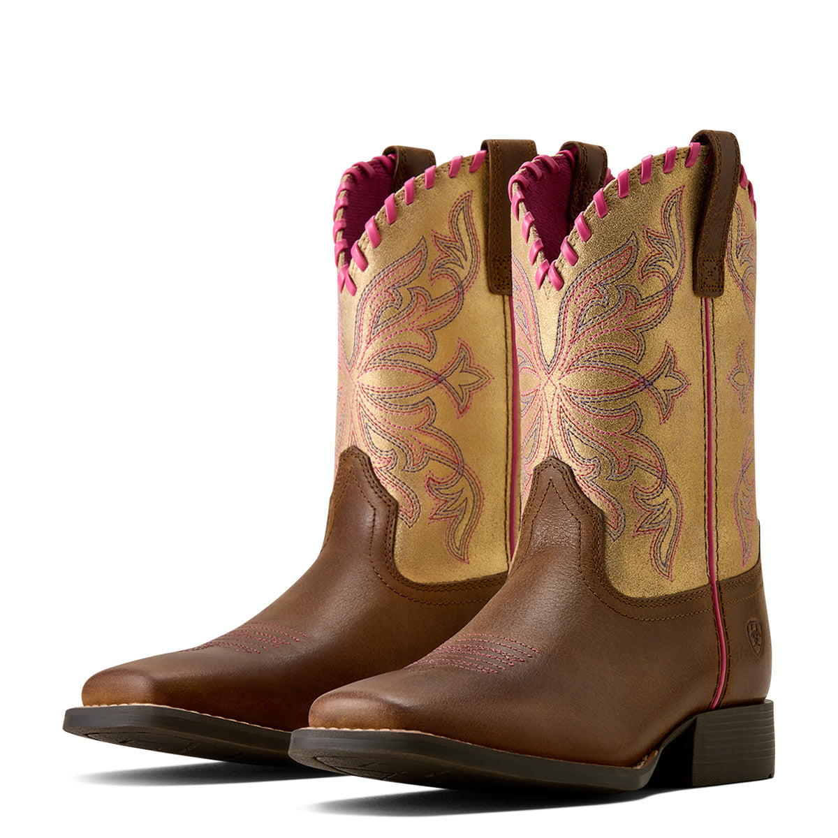 Ariat Kid's Sundown Wide Square Toe - Georgia Clay/Royal Gold Metallic