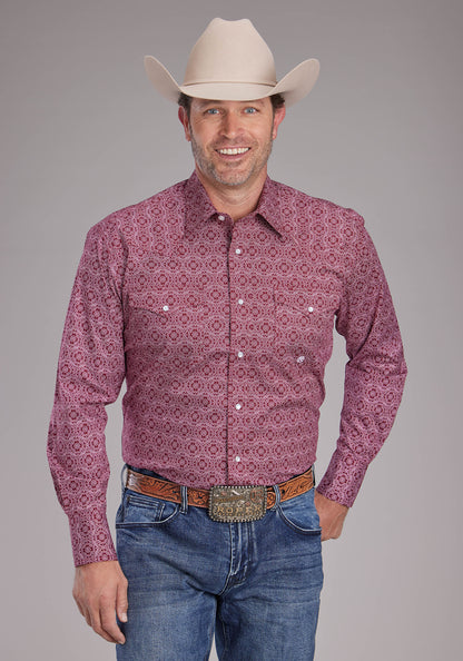 Roper Mens Amarillo Collection Long Sleeve Shirt Print Red 03-001-0225-3101