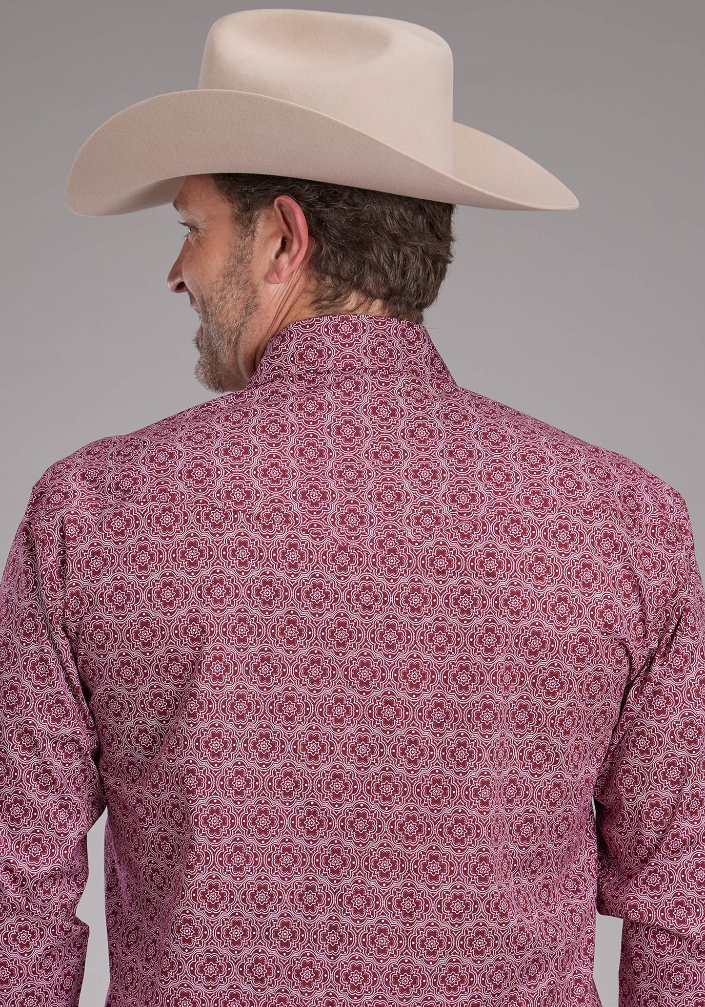 Roper Mens Amarillo Collection Long Sleeve Shirt Print Red 03-001-0225-3101