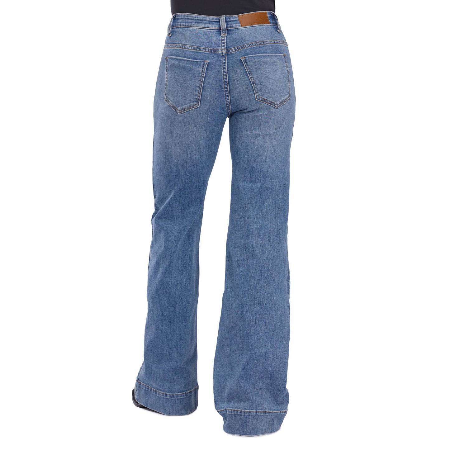 Tin Haul Women's Denim 870 Claire Seam Yoke Wide Leg Plain Blue - 10-054-0870-4002