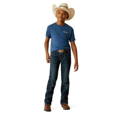 Ariat Boys Line Frame Hex Tshirt - Denim Black Heather