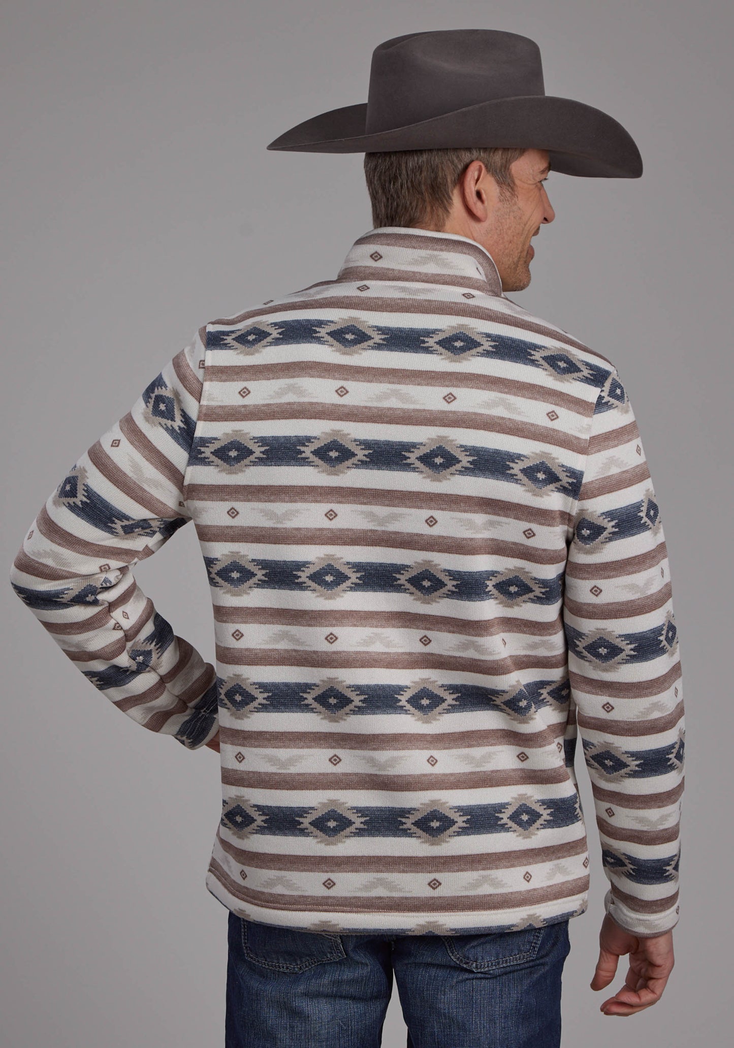 Roper Mens Knit Pullover Print Brown 03-014-0120-6181