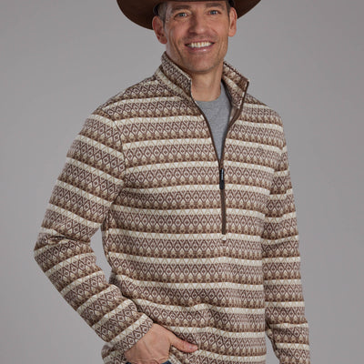 Roper Mens Knit Pullover Print Brown 03-014-0120-6172