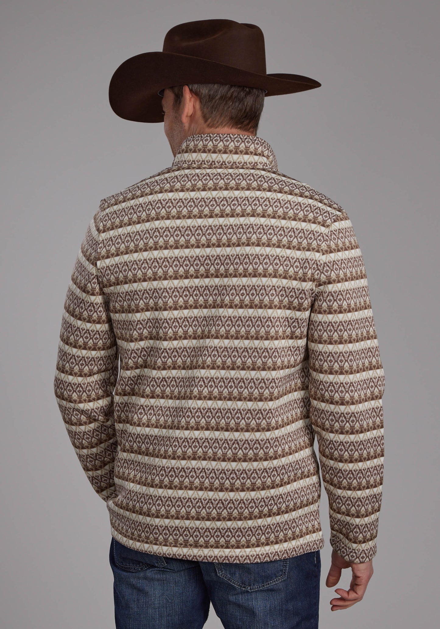Roper Mens Knit Pullover Print Brown 03-014-0120-6172
