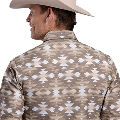 Roper Men's West Made Collection Long Sleeve Shirt Brown Print - 03-001-0067-0481