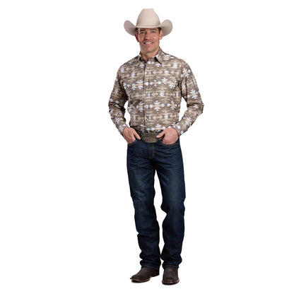 Roper Men's West Made Collection Long Sleeve Shirt Brown Print - 03-001-0067-0481