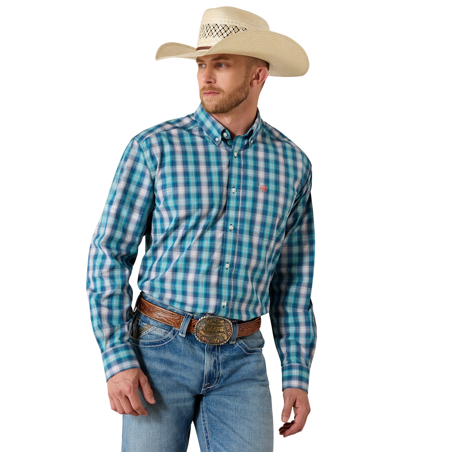 Ariat Men's Pro Series James Classic Fit Long Sleeve Shirt - White Plaid