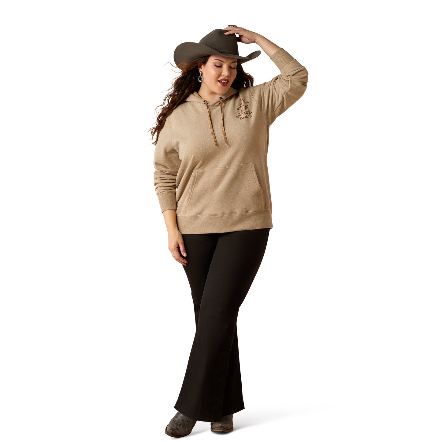 Ariat  Womens Bronco Stitch Hoodie - Dark Oatmeal Heather