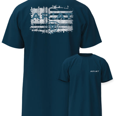 Ariat Men's Liquid Stamp Flag T-shirt  - Sailor Blue