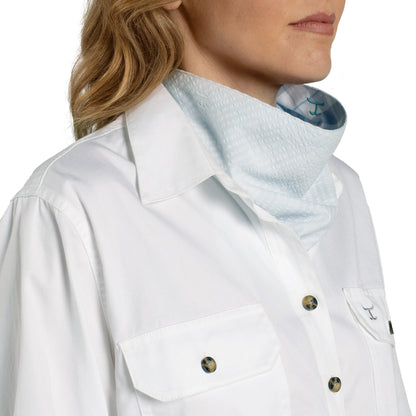 Just Country Carlee Doubled Sided Scarf - Bluebell & White Plaid/Arctic Ice