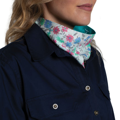 Just Country Carlee Doubled Sided Scarf - Turquoise/White Confetti Floral