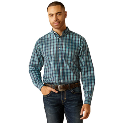 Ariat Mens Wrinkle Free Gibson Long Sleeve Shirt - Dark Teal
