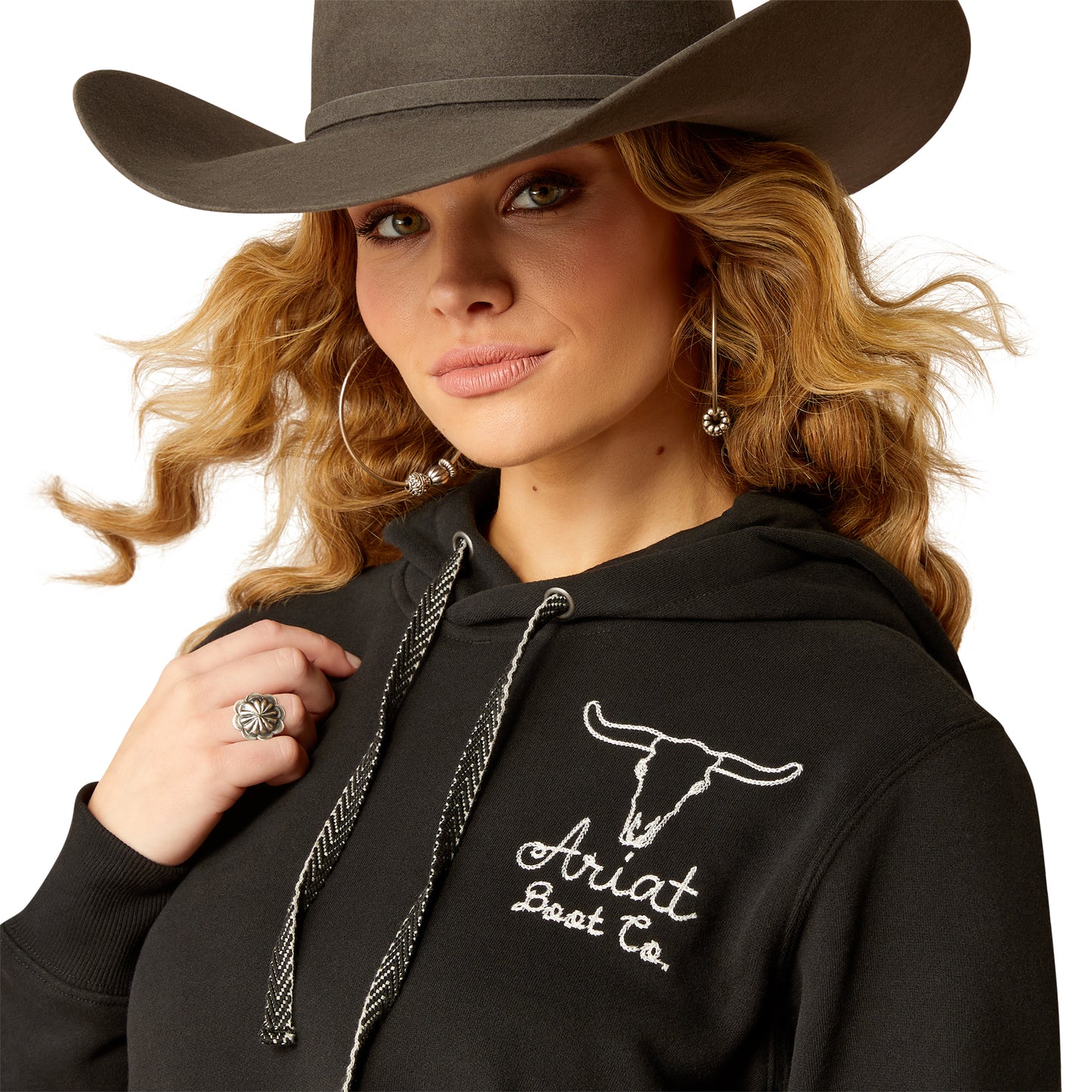 Ariat  Womens Steer Stitch Hoodie - Black