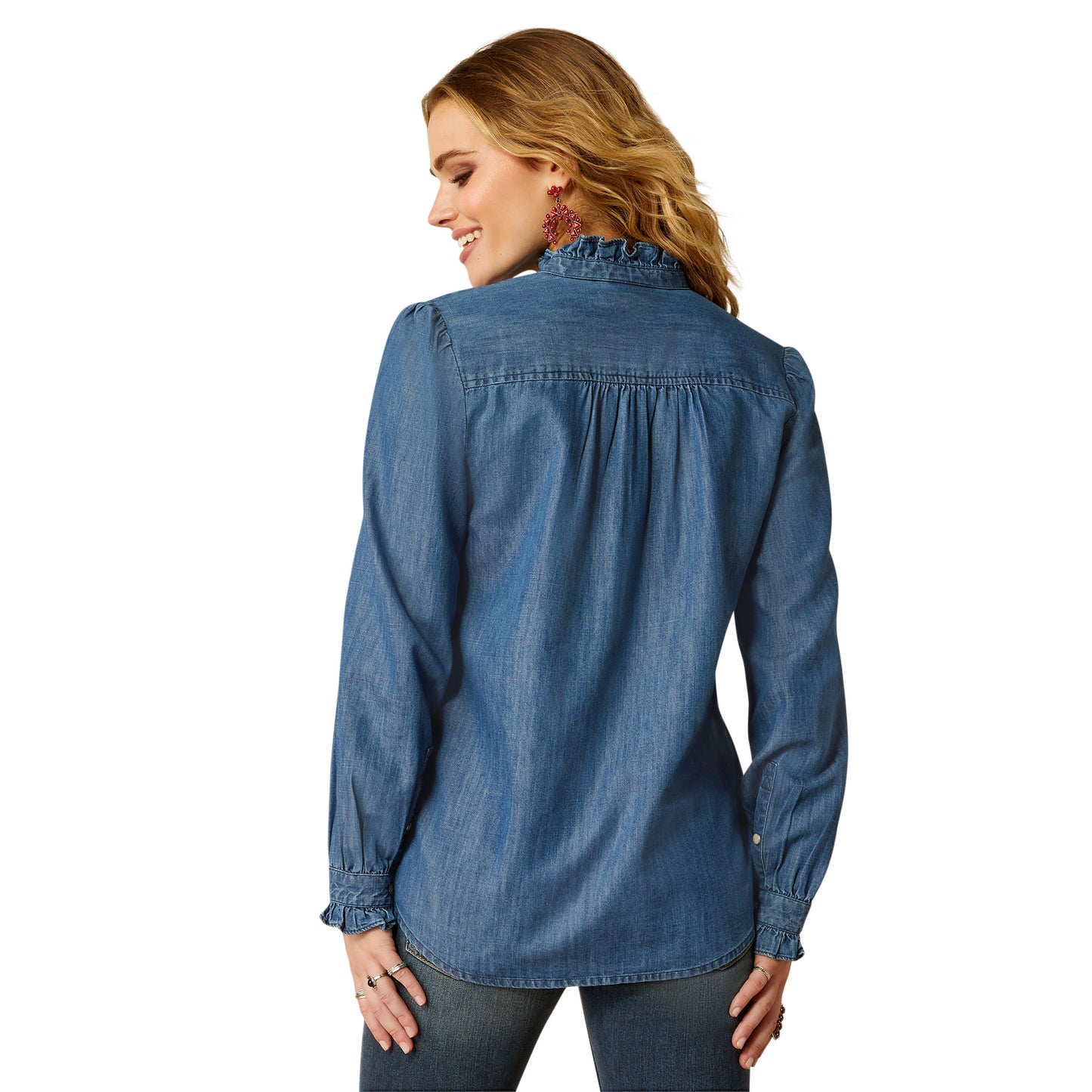 Ariat Womens Inglass Long Sleeve Top - Medium Blue
