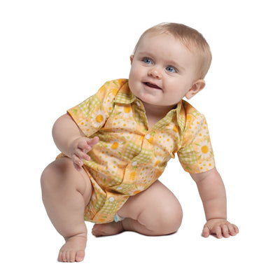 Just Country Infant Frankie Short Sleeve Full Button Jumpsuit - Lemon Daises