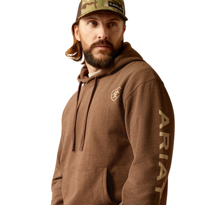 Ariat Mens Logo Hoodie Chestnut Heather/ Tan