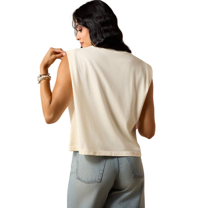 Ariat Women's Steer Skull Landscape Tank - Faded Ivory