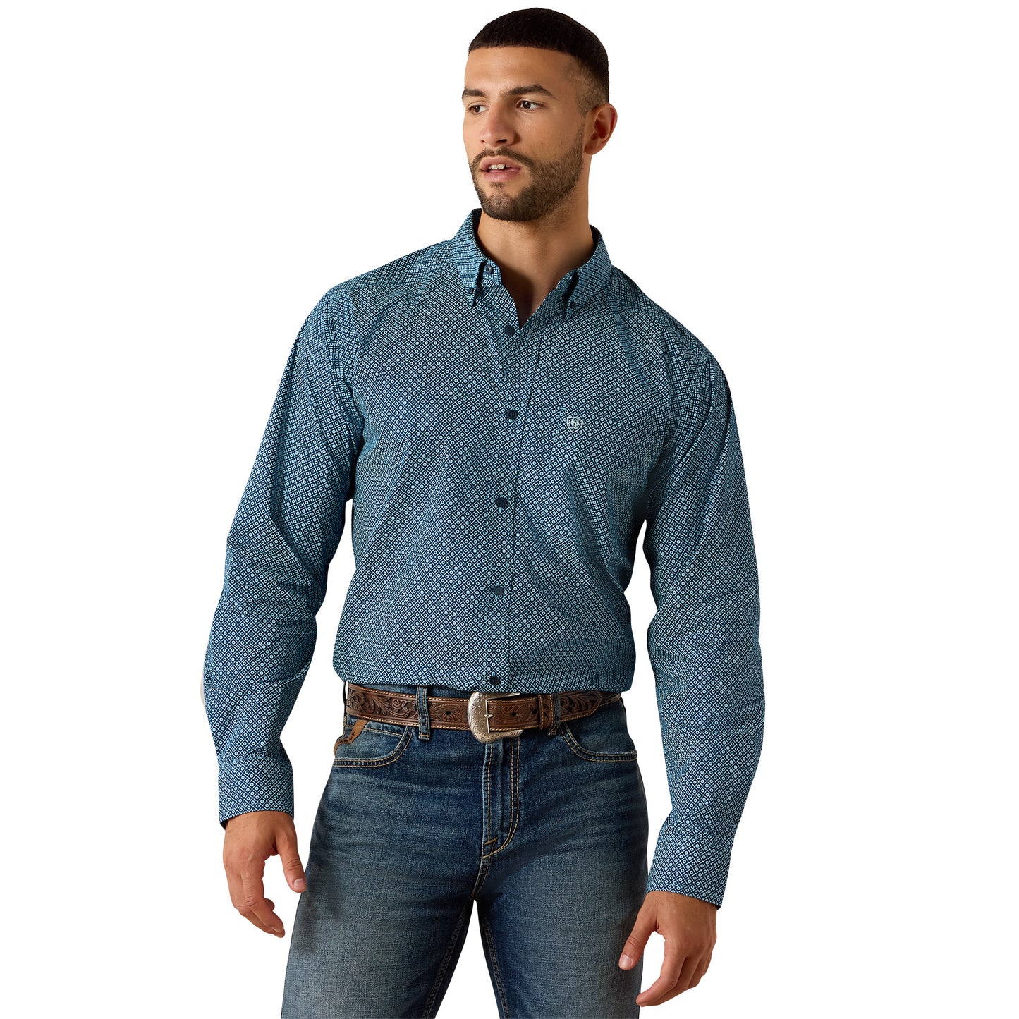 Ariat Men's Jordi Fitted Long Sleeve Shirt - Poseidon Geo Print